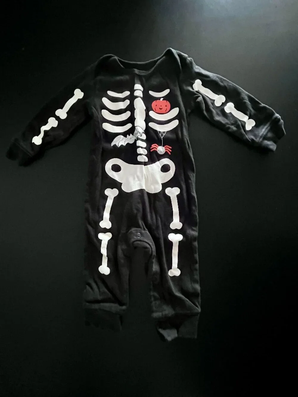 Halloween Baby Long Sleeve Onesie With Skeleton, 9 Months